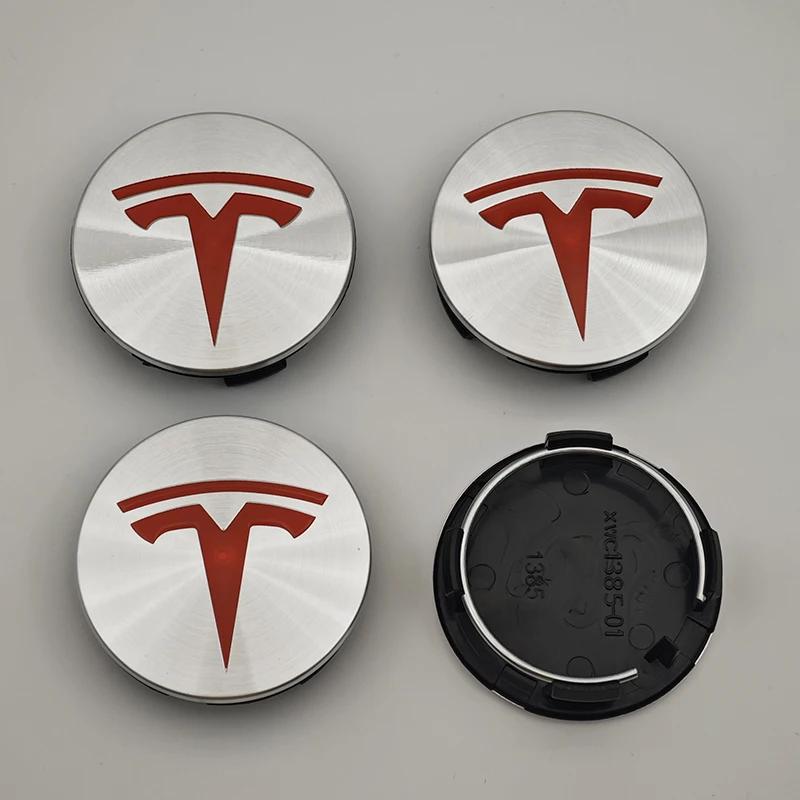 Автомобильная наклейка 2025 Новая Tesla 4 шт. ABS 56 мм Накладки на значки Tesla Model 3 Model Y Колпачки ступиц Центральные колпачки колес для Tesla Model Y X S 202
