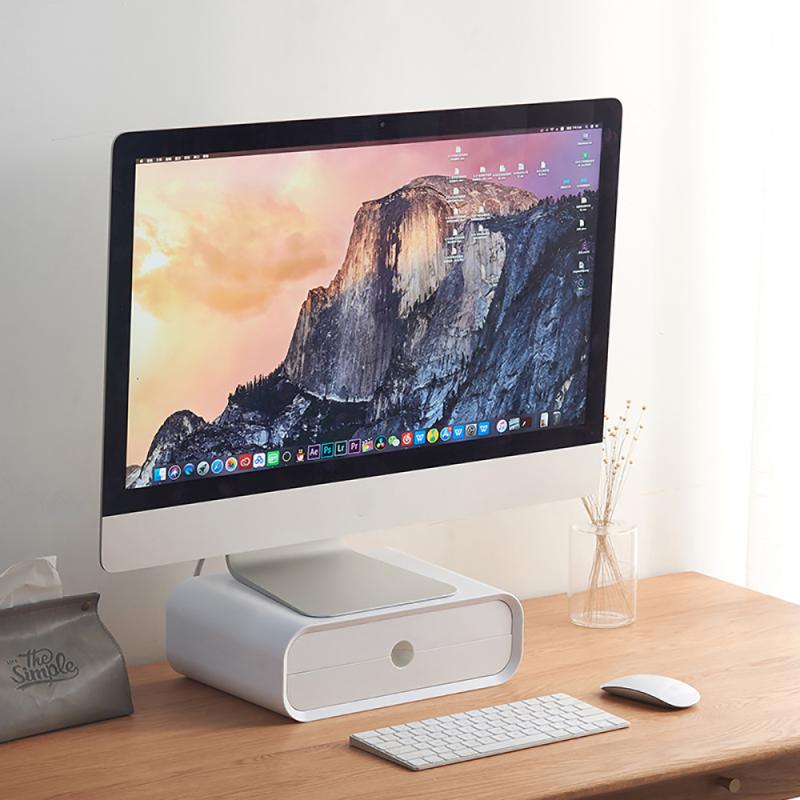 ABS Computer Monitor Holder Laptop Stand Desk Organizer Drawer Monitor Bracket Letter File Holder Home Office Table Storage Box