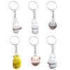 Soft and Colorful Rabbit Keychain Flocking Toy Pendant Keyring Stuffed Animals Couple Key Rings Ornament for Bag Phones