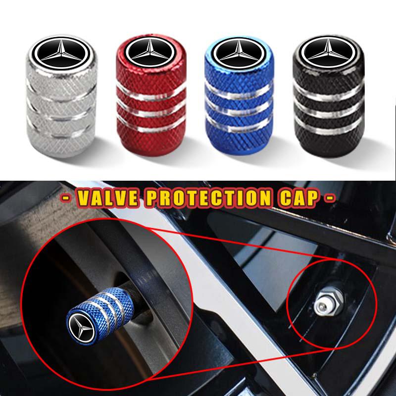4Pcs Metal Car Tire Valve Stems Cap Dustproof Cover Accessories For Mercedes Benz W202 W212 W126 W140 W168 W177 CLS GLE GLC GLS b1