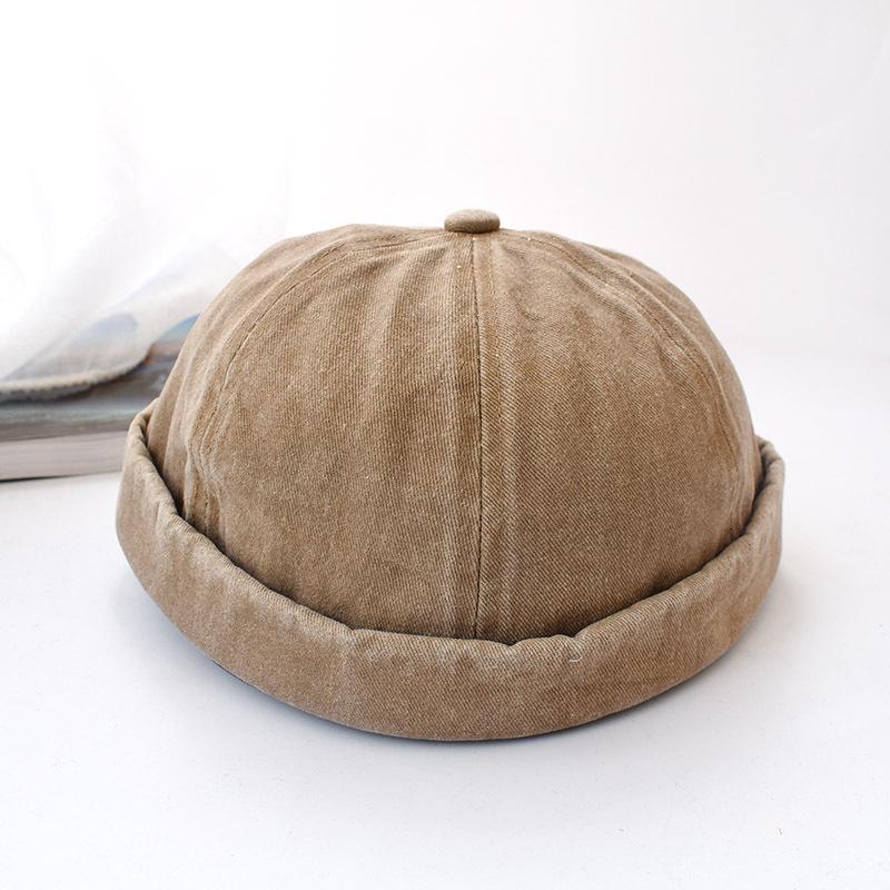 Хлопковая шапка-бини для мужчин без полей, шляпа моряка-рыболова, закатанный манжет, кепка-тюбетейка без козырька