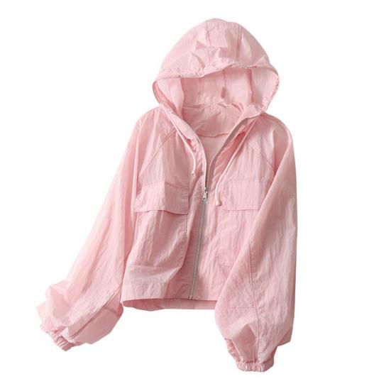 Women's Sun Protection Cropped Jackets Zip Up Athletic Workout Hoodie Coat Long Sleeve Sunscreen Clothing for Running Hiking Cycling Travel
