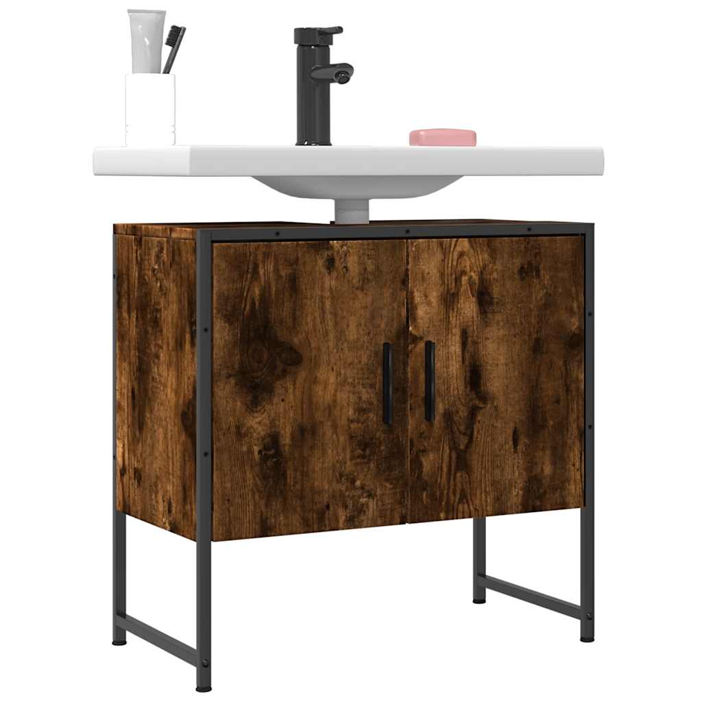 Bathroom Vanity Unit Smoked Oak Finish 60 x 33 x 60 cm Wood Based Material
