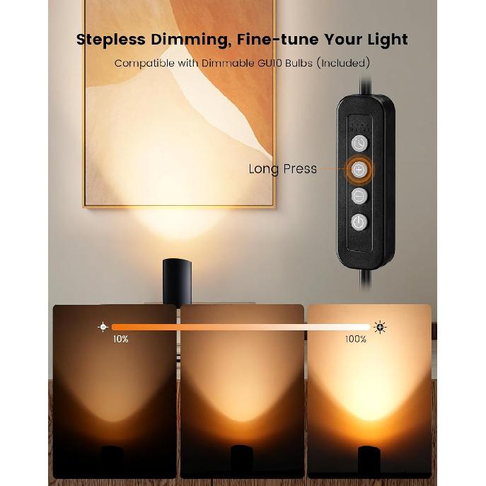 SURAIELEC Uplighting Indoor Floor Can Light, LED Spotlight with 2/4/8H Timer, Memory, Dimmable 3000K GU10 Bulb Included, Accent Lighting for Walls,