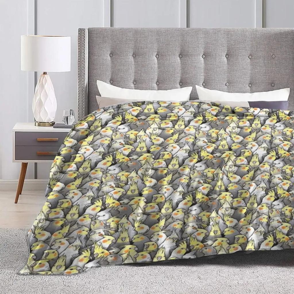 Super Warm Blankets Picnic Cockatiels Galore Throw Blanket Bird Cute Animal Flannel Bedspread Bedroom Aesthetic Sofa Bed Cover