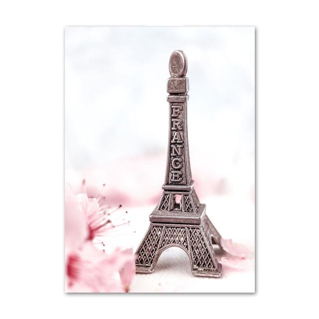 Скандинавский розовый цветок Парижская башня Роза девушка кольцо велосипед плакат и принты настенная живопись на холсте настенная картина для декора гостиной