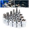 19Pcs Set 1 2in Drive Star Hex Socket Bit Kit E Type Male Female Car Repairing Tool
