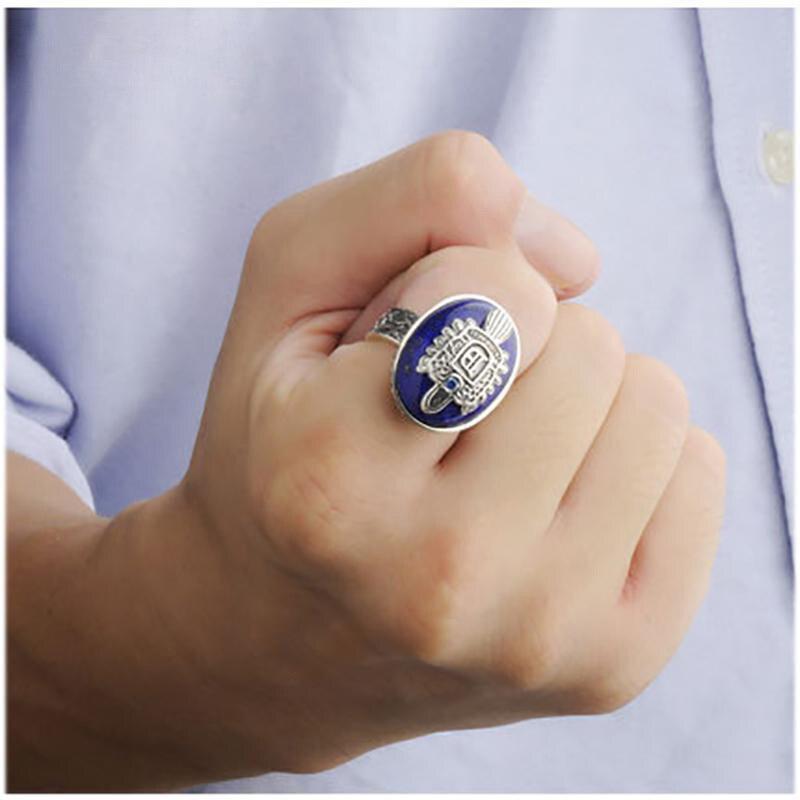 The Vampire Diaries Rings Real 925 Sterling Silver Rings for Men with Lapis Lazuli Natural Stone Jewelry