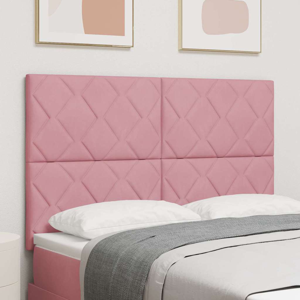 LED Headboard Pink 144 cm Velvet