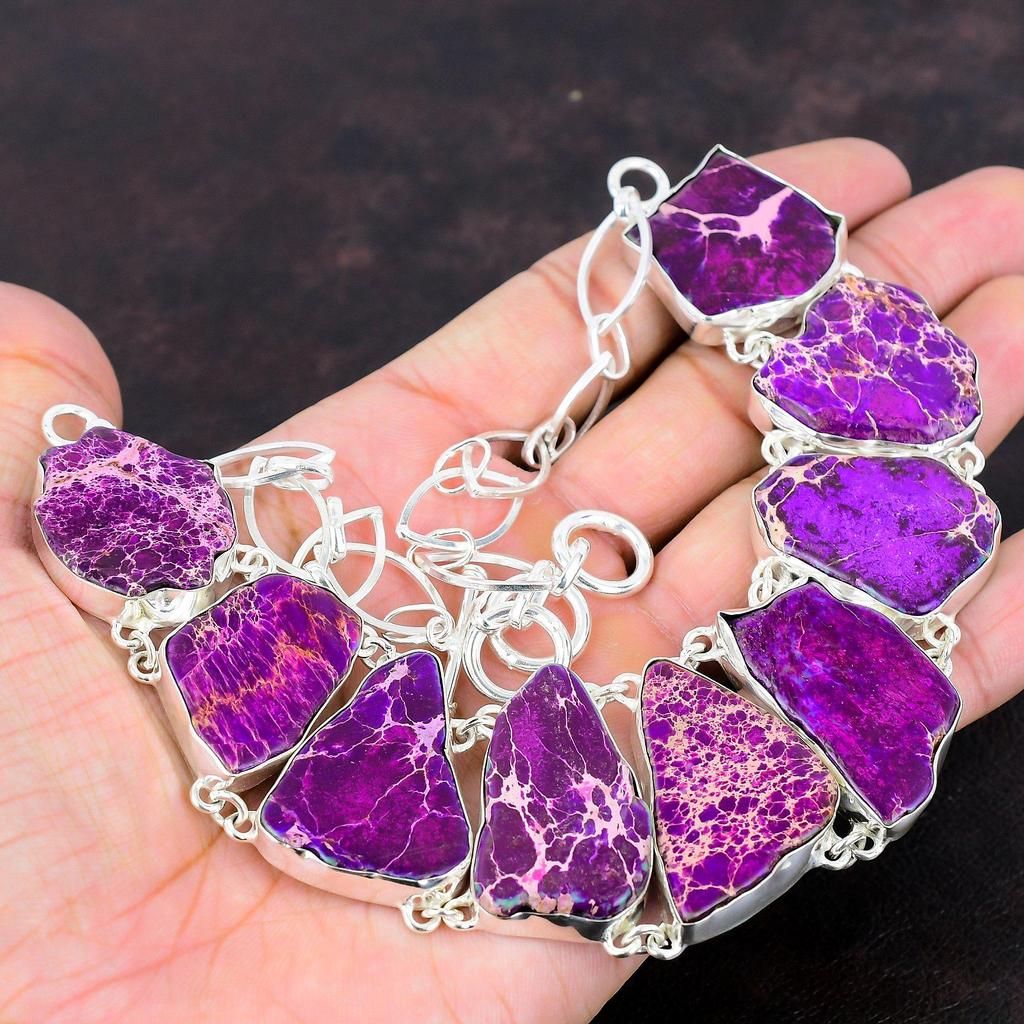 Ожерелье из яшмы с фиолетовым морским осадком, ювелирные изделия из драгоценных камней, ожерелье ручной работы, ожерелье из стерлингового серебра 925 пробы, регулируемая цепочка, ожерелье, подарок для женщин