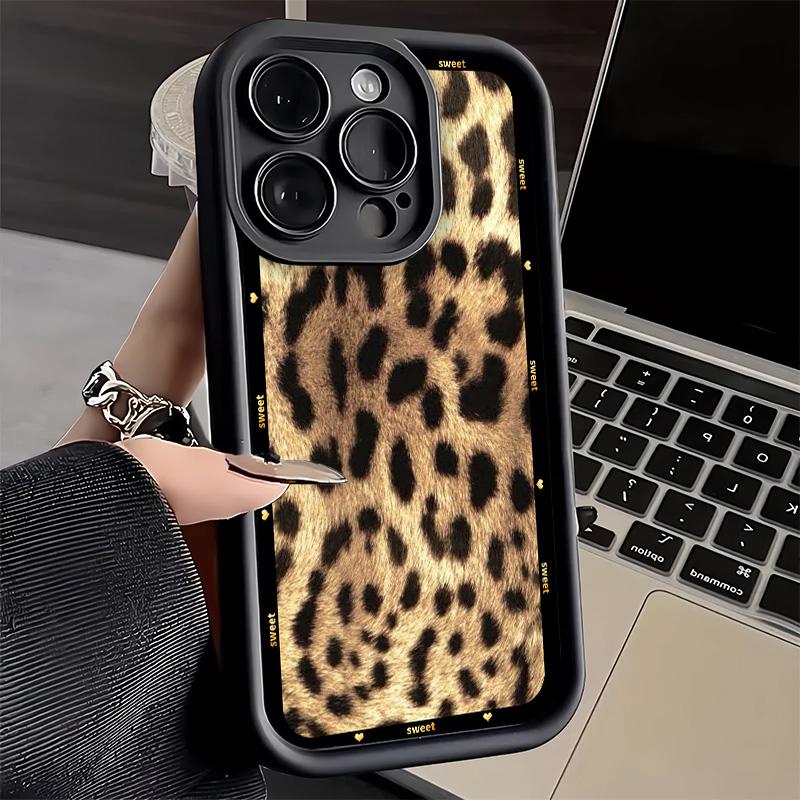 Чехол для телефона iPhone 17 Air 16E 15 16 Pro Max Модный Сладкий Леопардовый Принт Чехол 14 Plus 13 12 Mini Мягкий Силиконовый Чехол Fundas