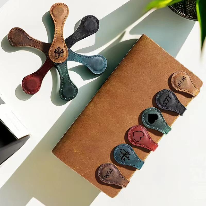 Real Leather Magnetic Bookmarks in 7 Colors for Friends and Kids