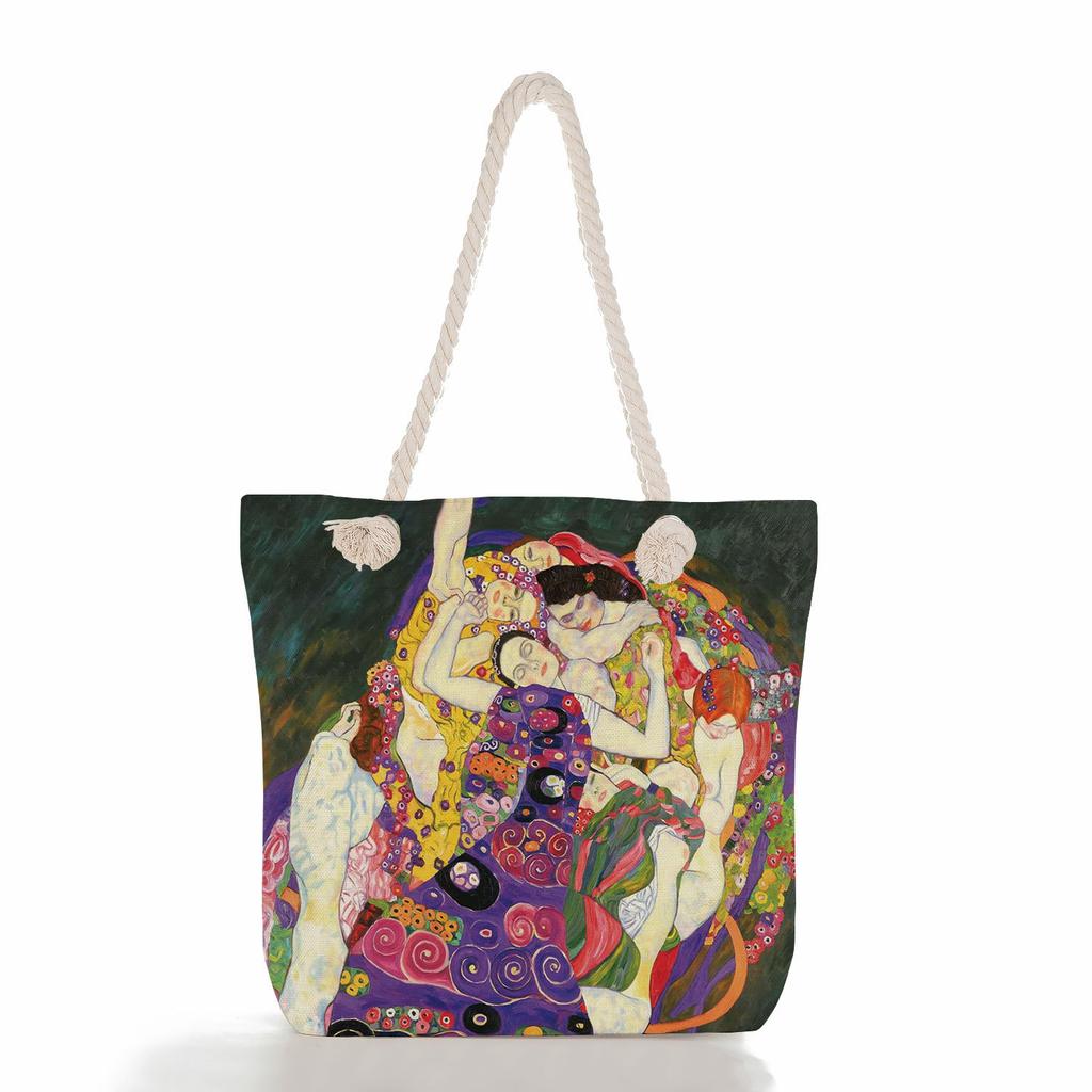 Oil painting of a person print thick rope single-shoulder beach bag 7217 KTB