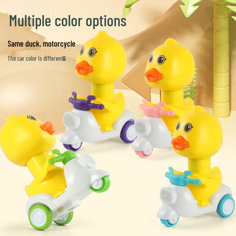 Pull-Back Inertia Car: Children's Duck Motorcycle Toy