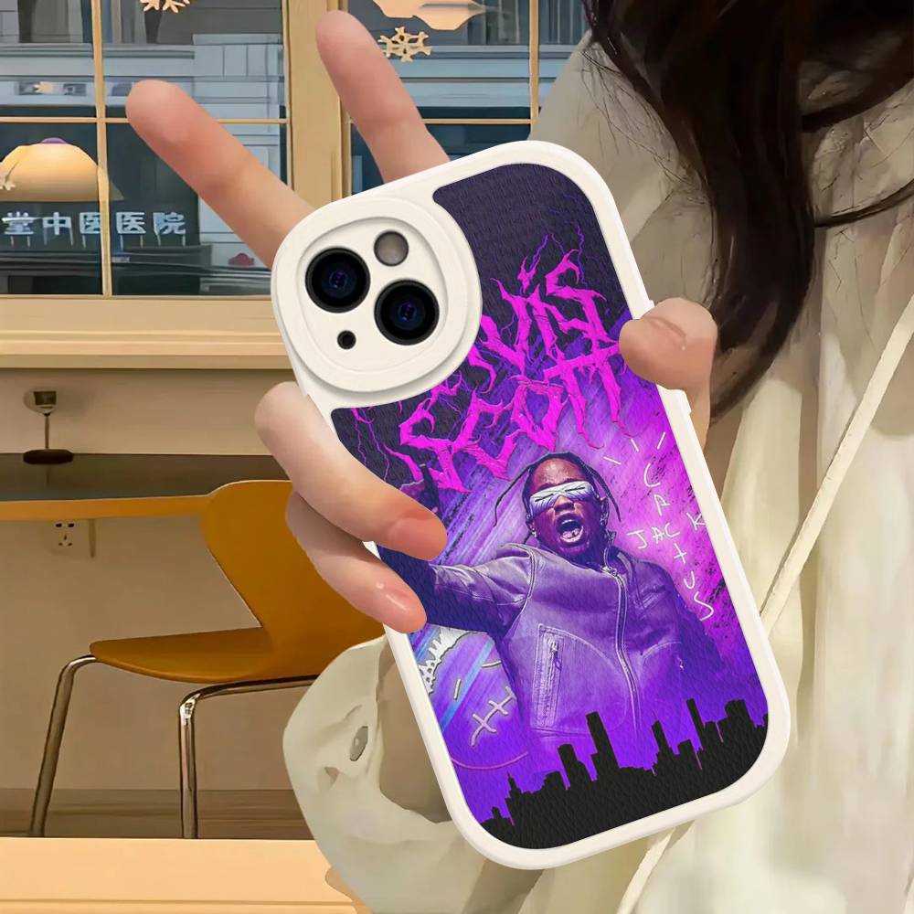 Чехол для телефона из кожи с изображением Трэвиса Скотта для iPhone 16 15 14 13 12 11 Pro Max Plus