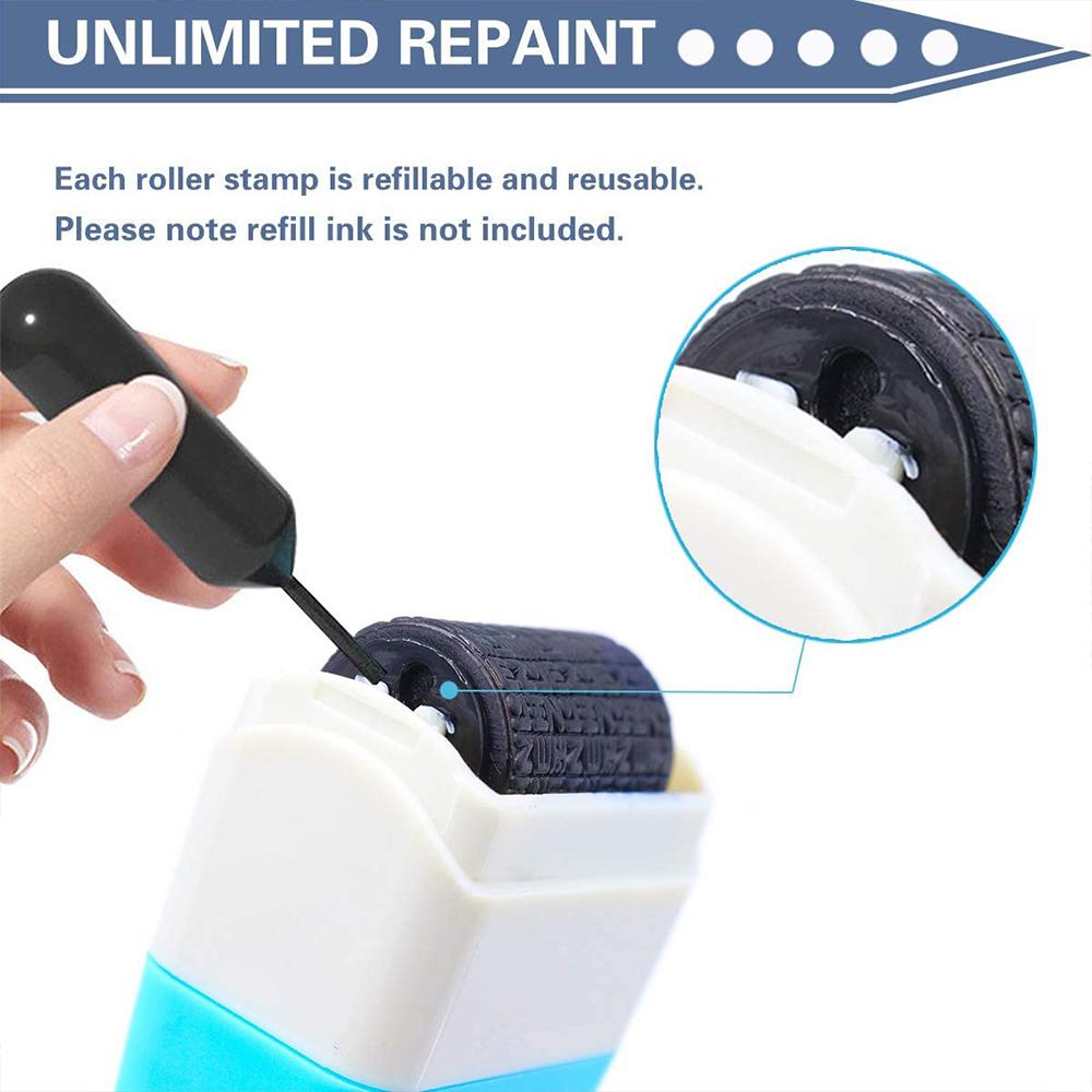Security Roller Stamp Identity Protection Roller Stamp Privacy Seal Roller Eliminator Seal Portable Self-Inking Identity Theft