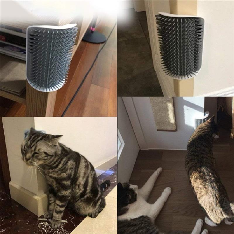 Cat Self Groomer Wall Corner Brush with Catnip, 2 Pack Softer Cat Corner Scratcher Self Grooming Massage Combs for Long Short Fur Cats Kitten