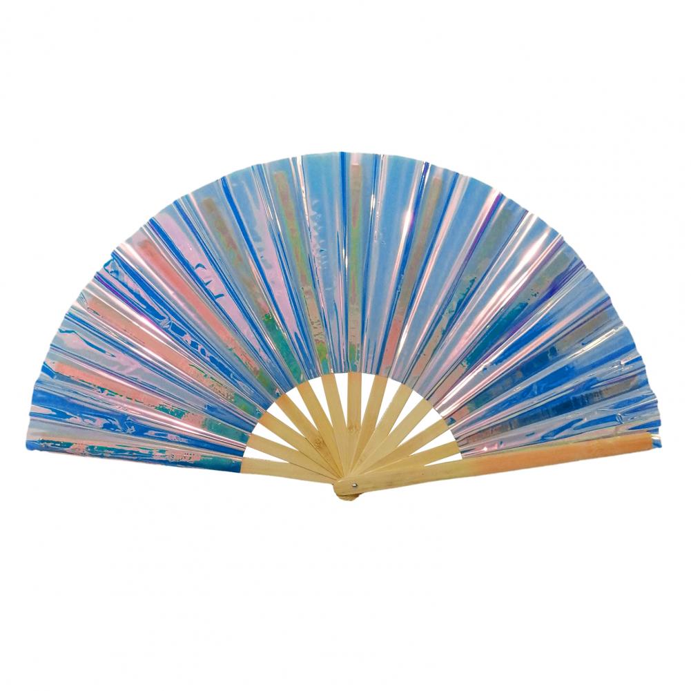 ПВХ Голографический Складной Веер Переливающийся Ручной Веер Летний Охлаждающий Веер Декорация Реквизит для Танцевальных Выступлений Аксессуары для Поп-Вечеринки