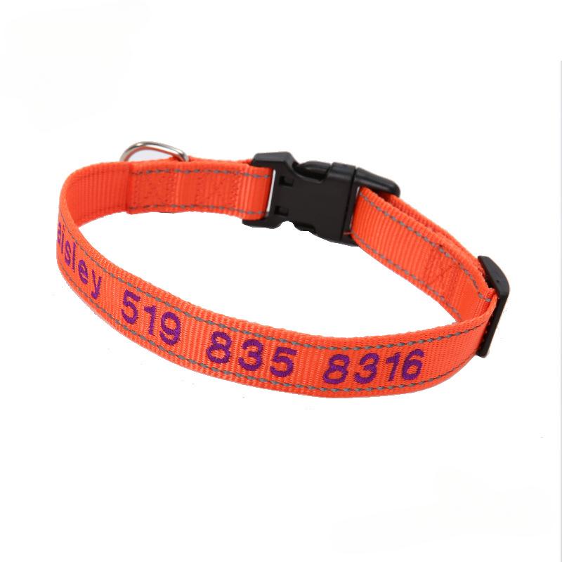 Нейлоновый светоотражающий ошейник с вышивкой для домашних собак