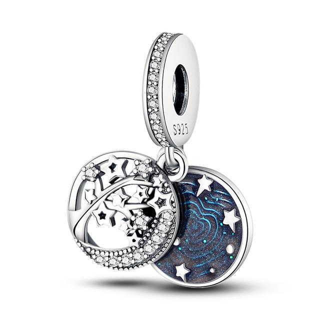 Луна, Солнце, Звезда, Галактика, висячий кулон, подвески, бусины, серебряный цвет, подходит для браслета для женщин, ювелирные изделия своими руками, маркировка, подарок
