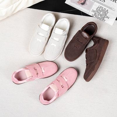 Версия из коровьей кожи корейских нишевых кожаных кроссовок на липучках с круглым носком в немецком тренировочном стиле, женские повседневные спортивные туфли на плоской подошве, универсальные немецкие тренировочные с