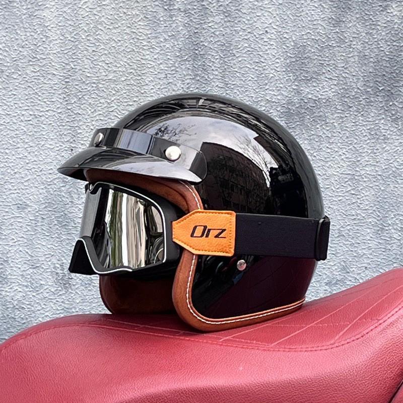 Vintage Style 3/4 Open Face Motorcycle Helmet With Visor ABS Certified Men Women All Season Use