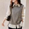 2024 Korean Sleeveless Cardigan Knitwear - Women's Autumn/Winter Loose Fit Fashion Vest Top