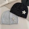 Vintage Beanie Hat Bowknot Woven Cap Fashion Sequin Knitted Hat  Autumn