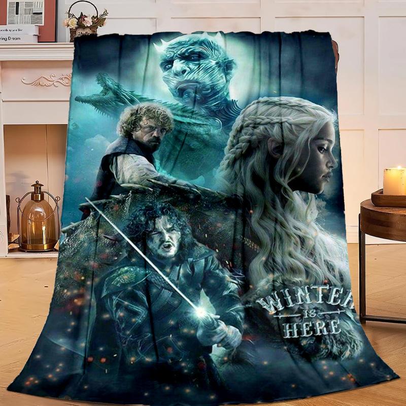 1PC Game Of dragon Fantasy Flannel Blanket Gift, Suitable for Both Men And Women, Soft Ideal for Beds And Sofa, Birthday Or Christmas Gift