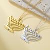 Chanukah Menorah Necklace Religious Jerusalem Temple Hanukkah Shammash Pendant Stainless Steel Judaica Jewelry