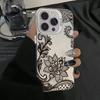 Luxury Lace Florals Pattern Phone Case For iPhone 15 14 13 12 11 16 Pro Max 7 Plus X Shockproof Electroplated Lens Bumper Cover