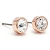 E522 White 6mm Austrian Crystal Rose Gold Earrings