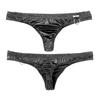 1Pc Faux Leather Thong Underpants Sexy Men's Underwear Hot Nylon Briefs Panties