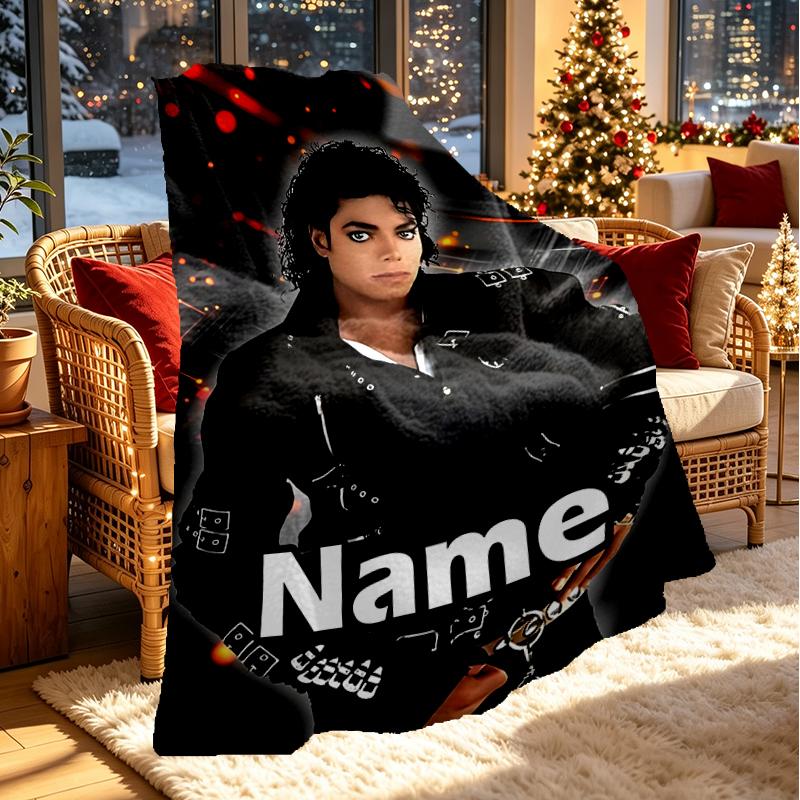 Custom Name Personalized Michael Jackson Print Blanket, Home Decor, Bedroom, Sofa, Camping, Couch, Gifts for Birthday Christmas