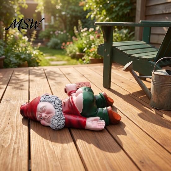 Resin Outdoor Lawn Ornament Funny Drunk Dwarf Garden Decoration, Gnome Statue, Sculpture Decorative Dwarfs for Patio Yard Decor, Weather Resistant