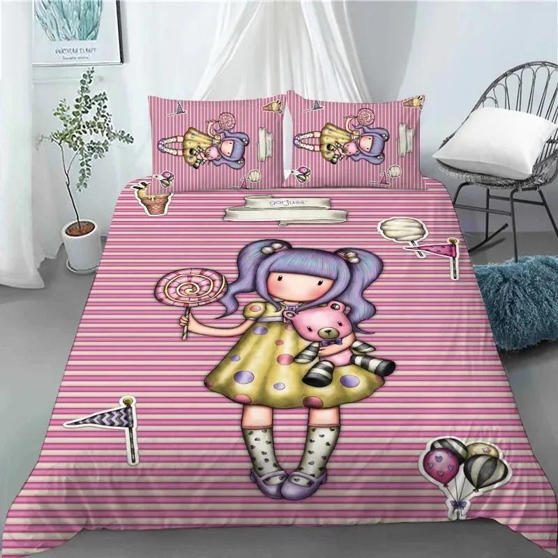 Santoro Gorjuss Anime Beautiful Girl Comfortable Duvet Cover Pillowcase Bedding Set Children Bedroom Decoration Home Textile