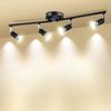 HURYEE Track Lights Ceiling, Black 4 Way Light Fixtures for Kitchen Hallway Bedroom Gallery Fixture Directional Accent Lamp Include 4 Bulbs (4W,