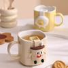 Ceramic Mug with Tea Strainer, High Appearance Level, Simple Teacup, Household Cartoon Office Small and Exquisite Cute Coffee Cu