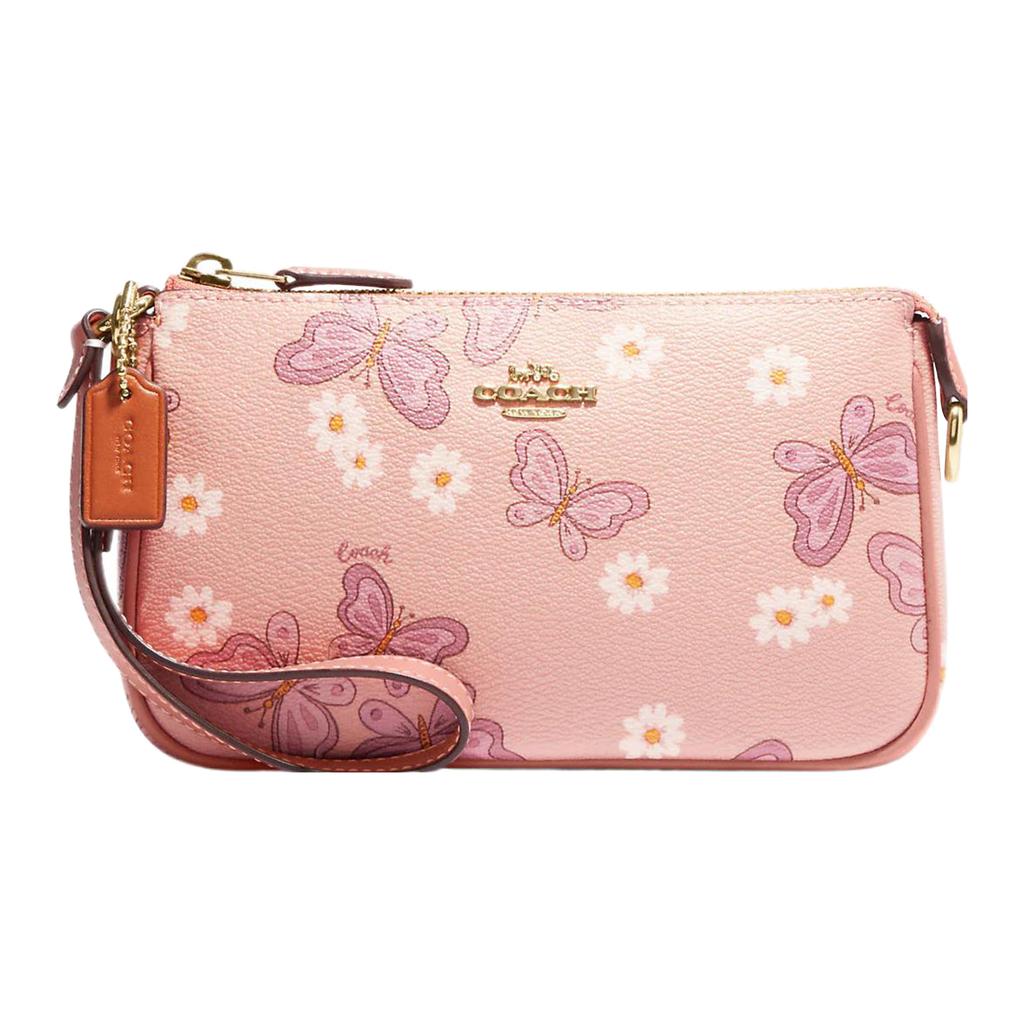 New COACH Nolita Canvas With Leather Pochette Clutch Trumpets Women's Pink CH605-IMTIV