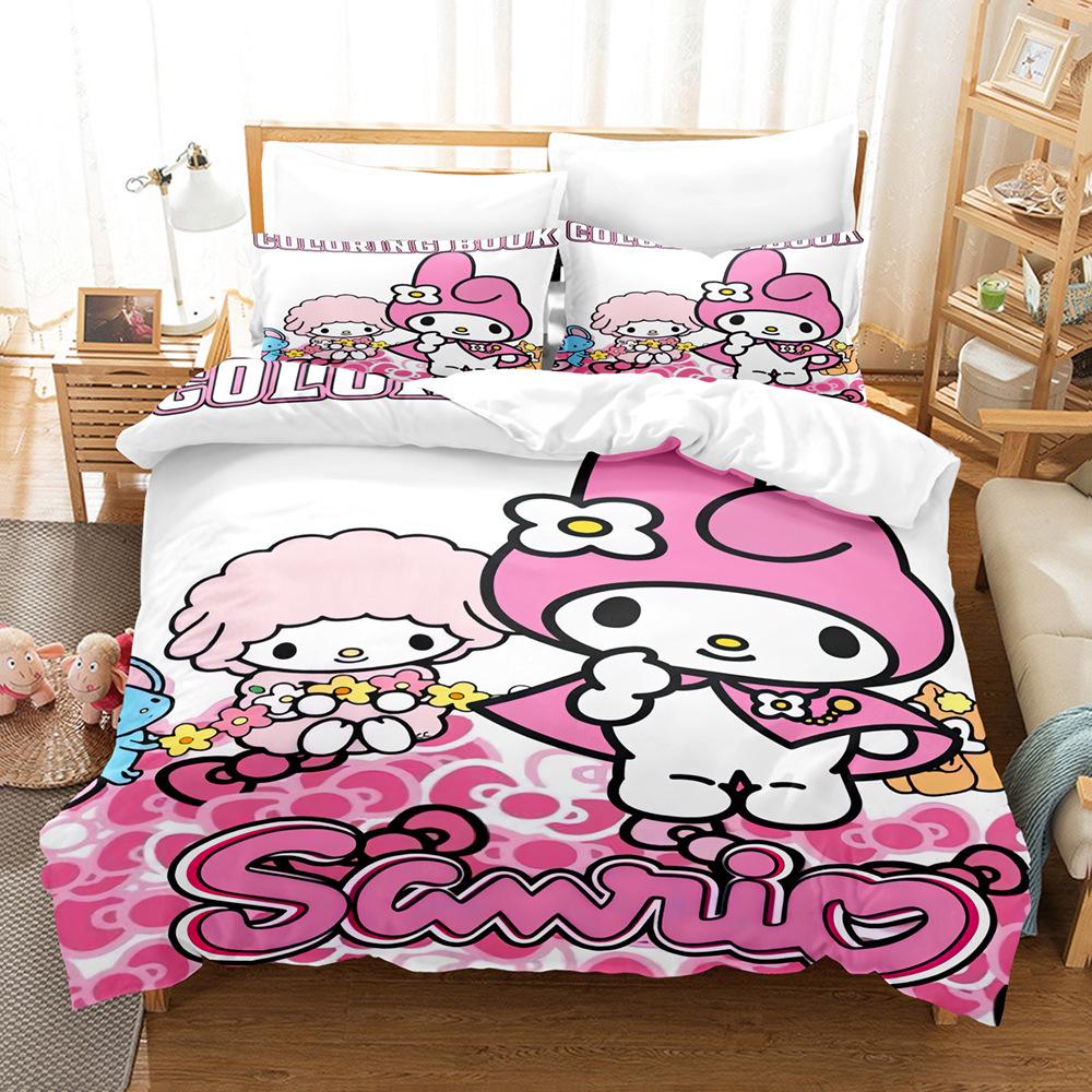 Мелодия Полированный Четырехпредметный Мультяшный Sanrio Осенне-Зимний Теплый Постельный Комплект Пододеяльник Наволочка Простынь
