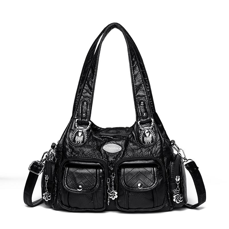 Летняя мода 2025 Синие наплечные сумки для женщин Маленькая сумка-шоппер Однотонная из мягкой кожи Сумка-кроссбоди Дамская дорожная сумка-тоут