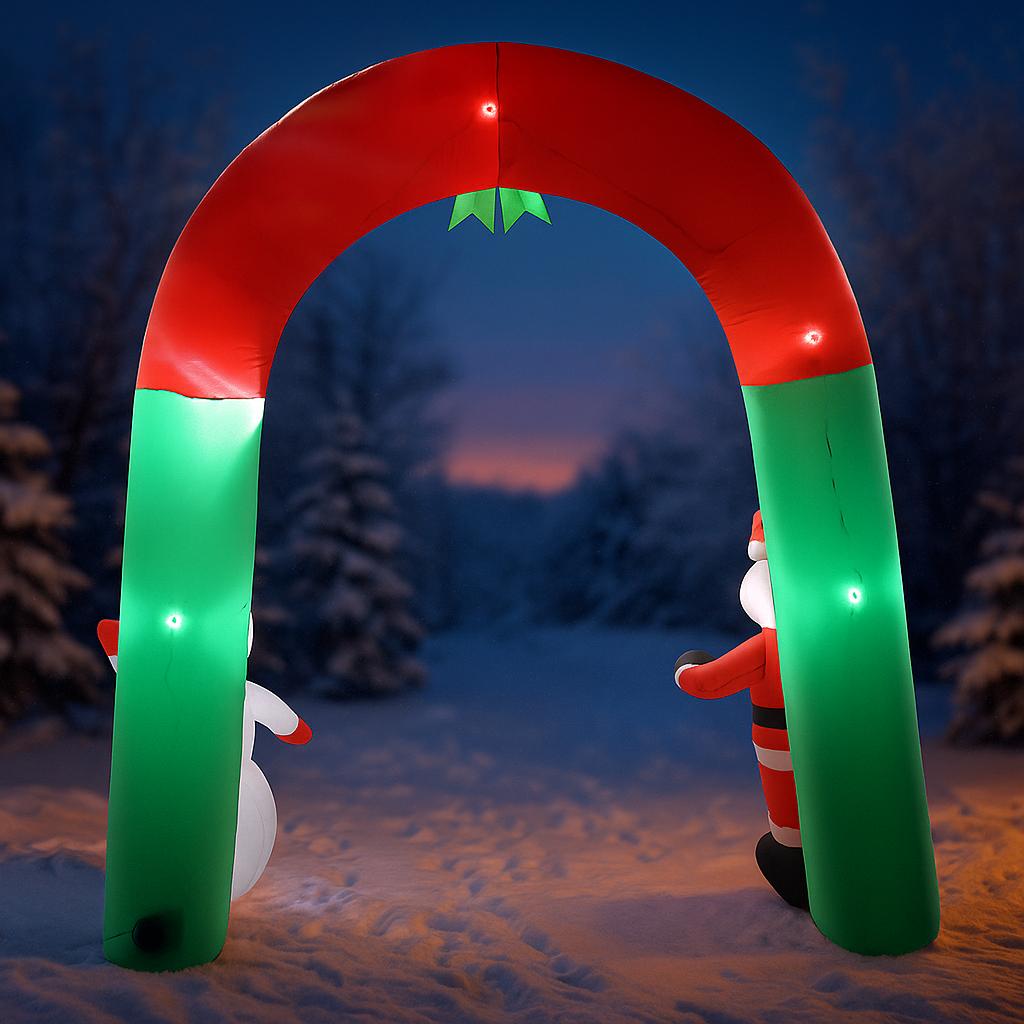 7.8FT Christmas Holiday Inflatable Archway Decoration Santa Snowman Yard Decor Toy Xmas Home Decoration Ornaments Supplies Gifts