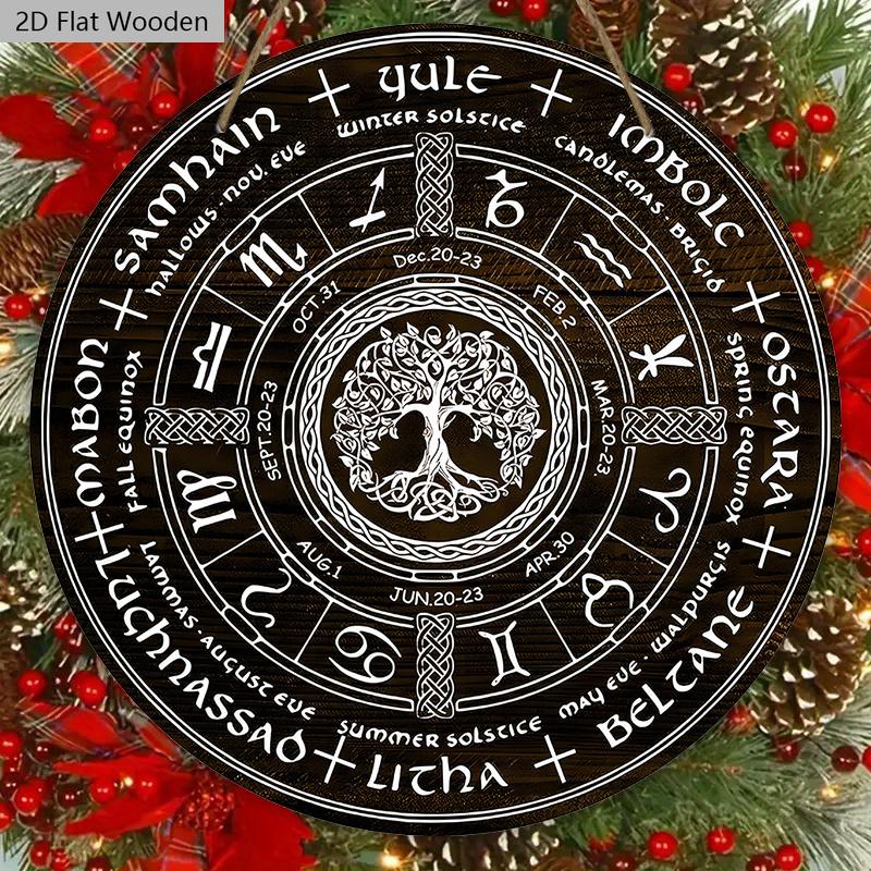 Дерево Жизни Колесо Года Деревянная Табличка, Шабаши Языческая Ведьма Знак, Викканские Праздники Викка Календарь Йоль Алтарь Небесный Знак, Хэллоуин, Рождественский Декор