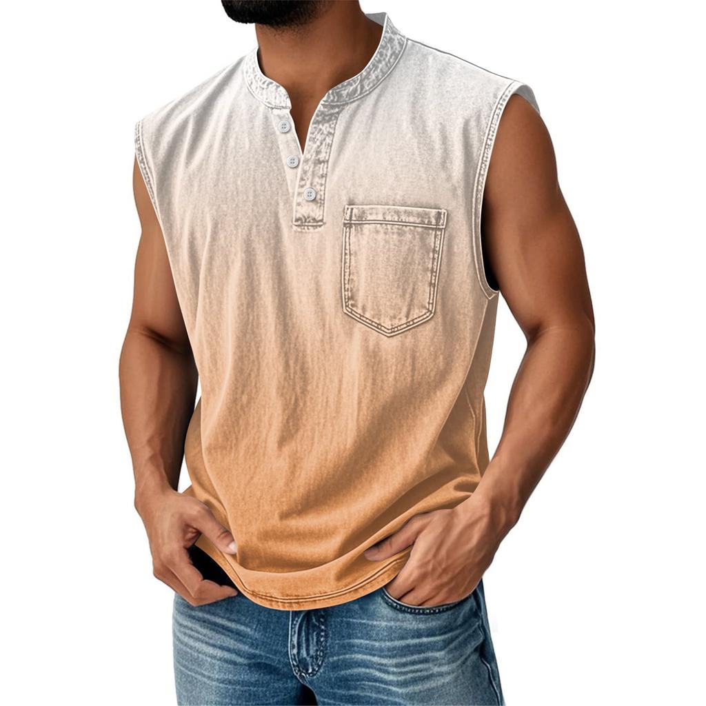 Мужская состаренная рубашка без рукавов с градиентным принтом