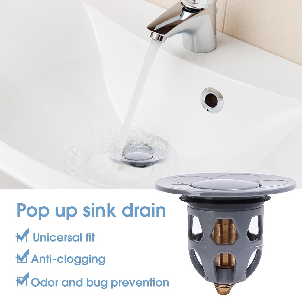 Drain Stopper Pop-Up Bounce Core Basin Filter Plug Valve Hair Catcher Shower Sink Strainer Bathtub Stopper Bathroom Drains Cover