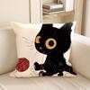 Милая мультяшная наволочка на декоративную подушку с черным котом - Минималистичный животный домашний декор