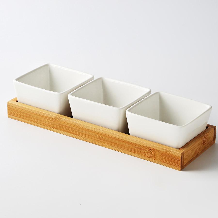 Керамическая десертная тарелка MUZITY, квадратная фруктовая тарелка с бамбуковым и деревянным подносом, фарфоровая тарелка для торта или конфет