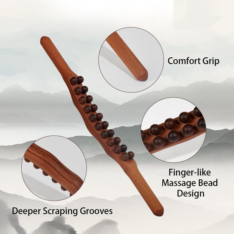 Массажный ролик Guasha Wood, 20/31 бусина, универсальные инструменты Gua Sha для шеи, талии, ног, скребковый лимфодренажный массажер