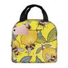 Bees Insulated Lunch bagFruit Lemon Women Kids Cooler Bag Thermal Portable Lunch Box Ice Pack Tote