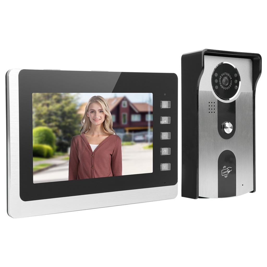 Видеозвонок с ЖК-дисплеем 7 дюймов, проводной, с двусторонней радиосвязью, ночным видением, TFT-дисплеем, удостоверением личности, водонепроницаемостью 100?Вилка 240VUS